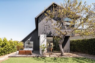 The original home's avocado tree inspired the renovation's solution of a main home and ADU, which are connected by sliders on either end.